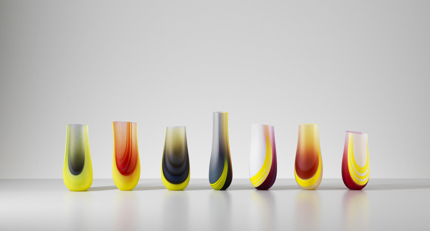 Small kilnformed glass vessels by Amanda Simmons